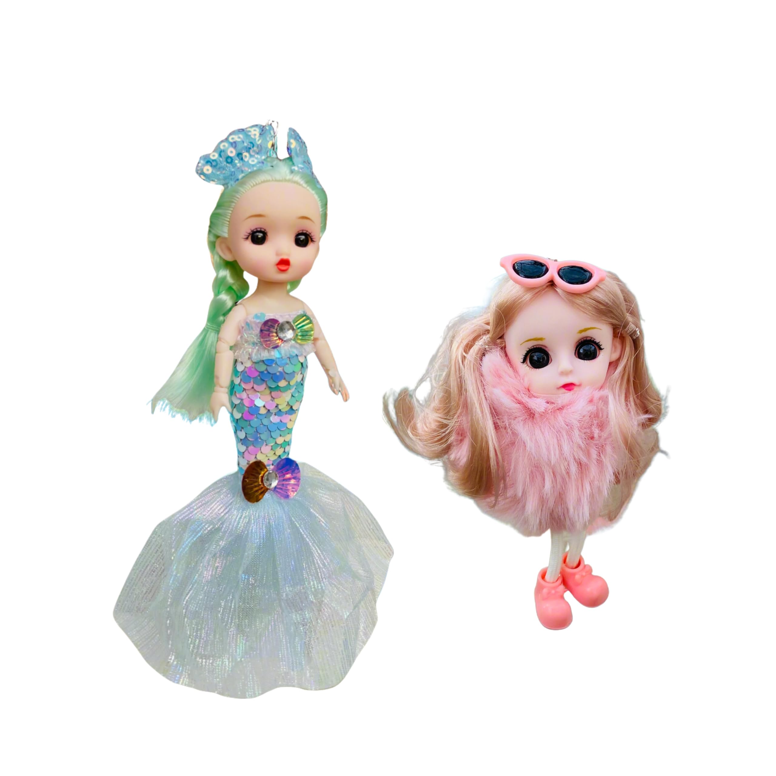ペット用品　mermaid　ご確認　ハンドメイド NestyFox Combo Set for Girls   23 cm Mermaid Doll & 15 cm Fashion