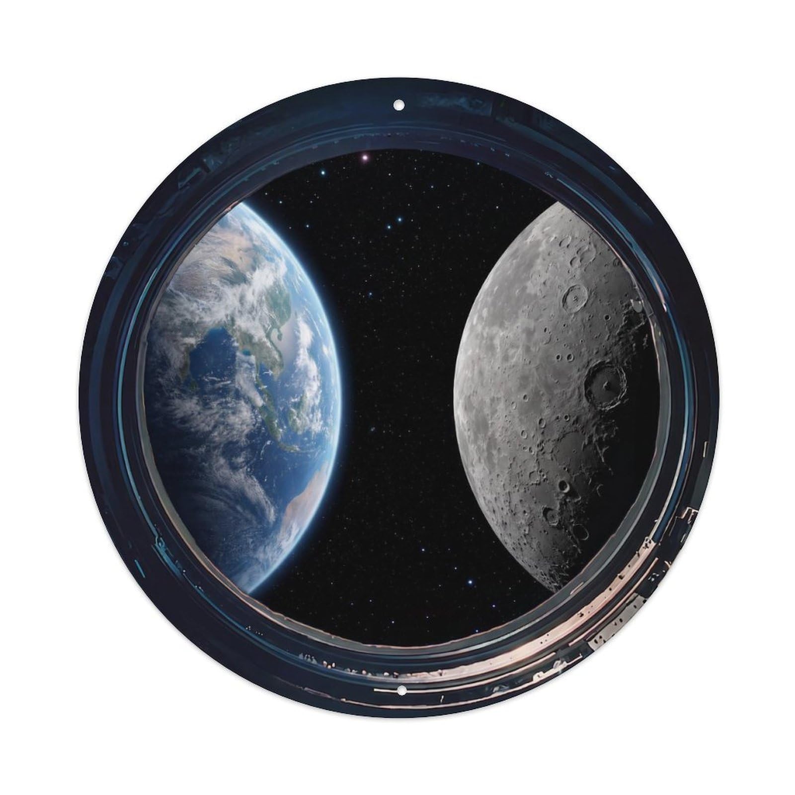 Earth Moon Together View Metal Tin Sign