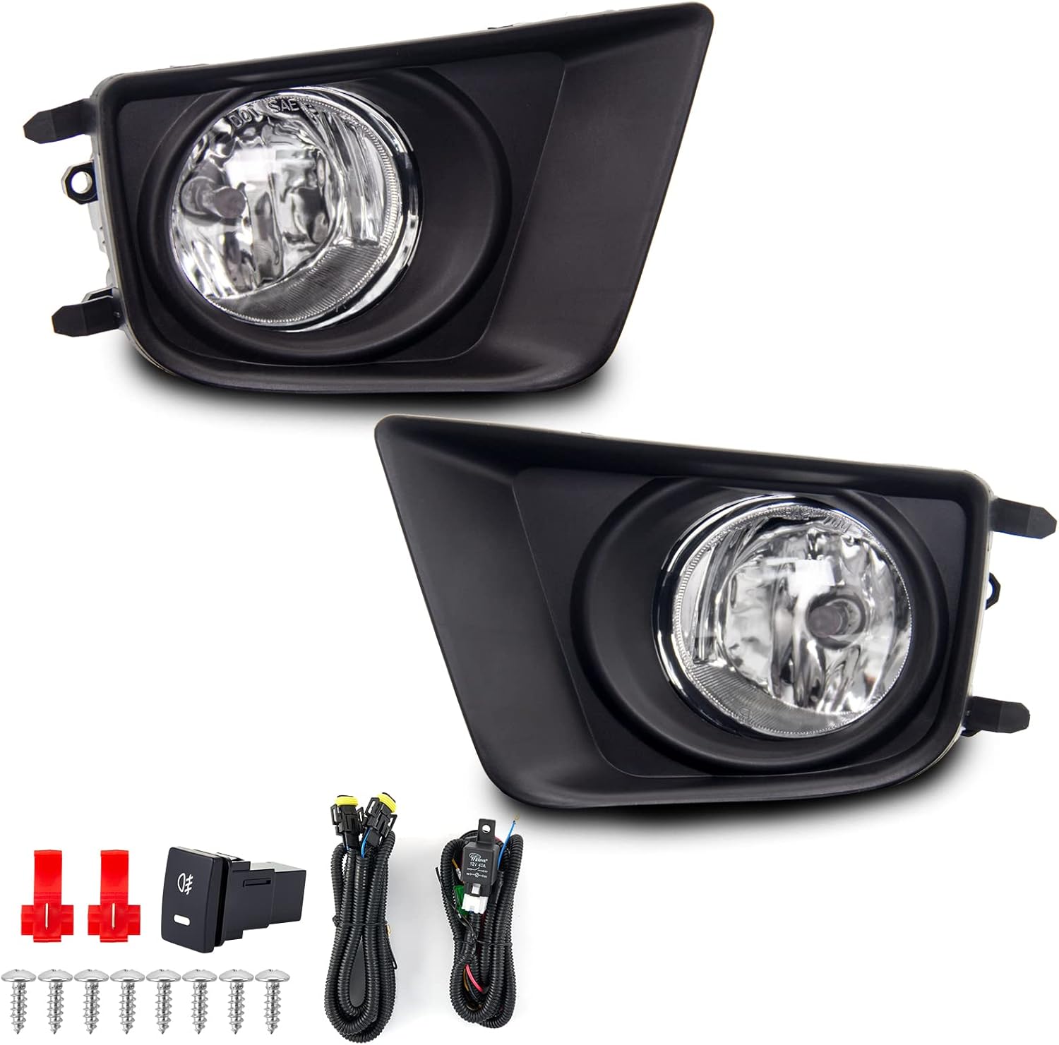 Fog Lights Assembly Compatible With Toyota Tacoma 2012-2015 Pickup Truck With H11 12V 55W Halogen Bulbs(Clear Lens)