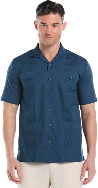 Cubavera Mens Cubavera Guayabera for Men Embroidered Shirt, Short Sleeve Button Down, Comfortable Fit Size Small - 5X Big & Tall