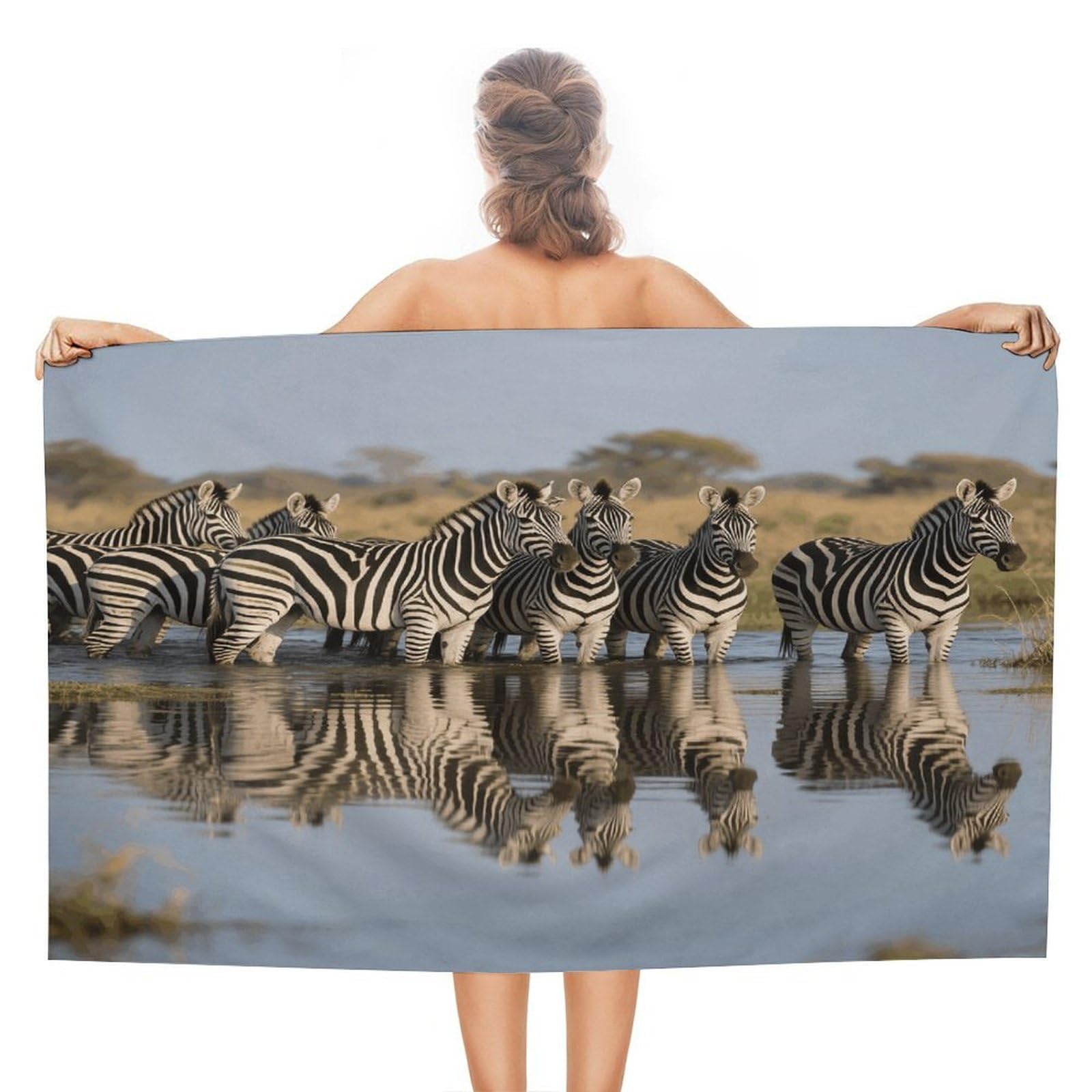 VstaDank Zebra Beach Towel 51x31 Inch Oversized Soft Bath Towel Luxury Plush Thick Hotel Swim Pool Towels Super Quick Dry Travel Towels for Camping Gym Sports Yoga