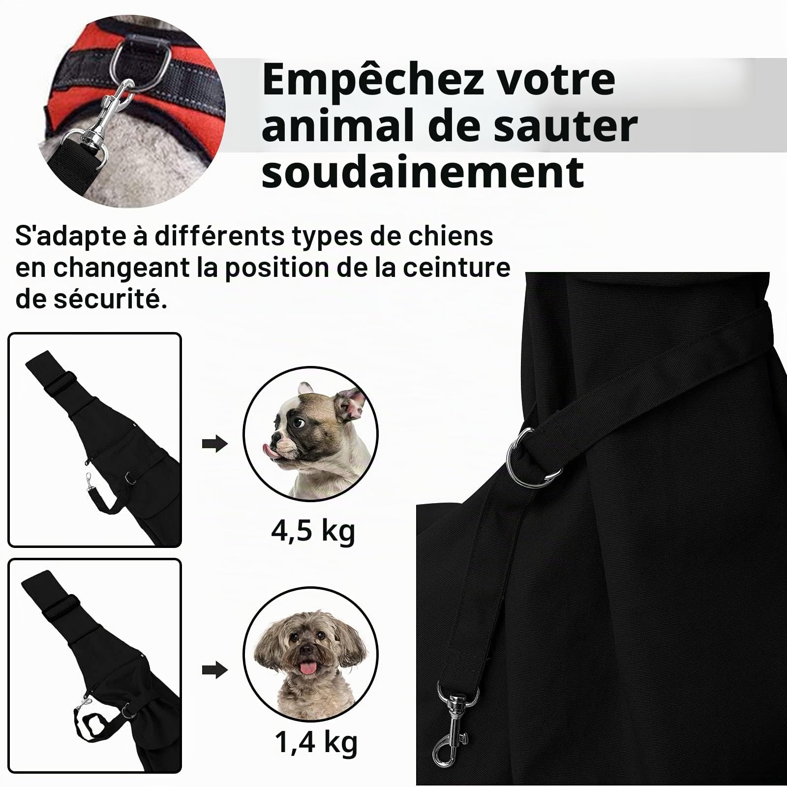 Sac de Transport pour Chien et Autres Animaux de Compagnie, Réglable Sac Bandoulièrede pour Petit Chiens, Transport pour Chien Respirant, Convient pour La Marche Plein Air (Noir)
