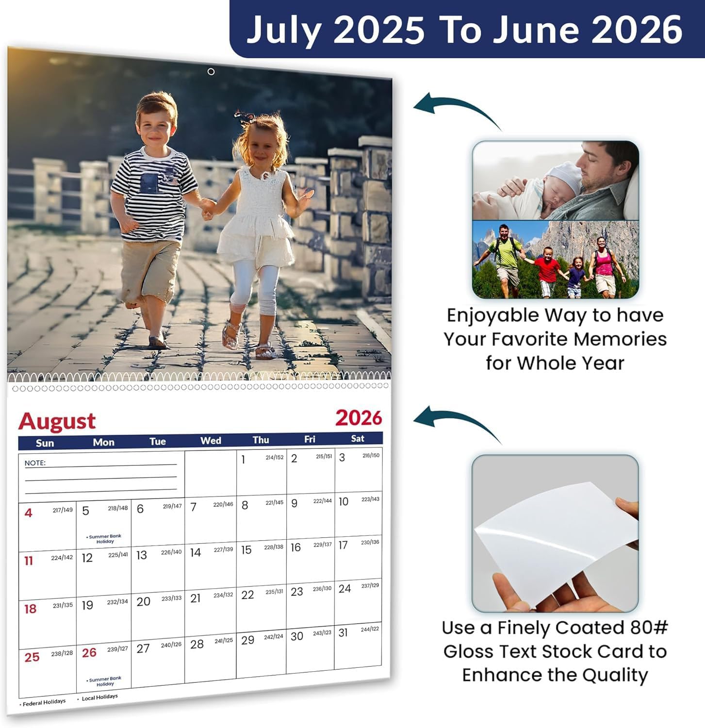 Custom Photo Wall Calendar 2026 Large 11x17 Inch Personalize Your Home & Office with 13 Memories Design Your Own 2026 Calendar - Custom Christmas Gift (Wall Calendar1)