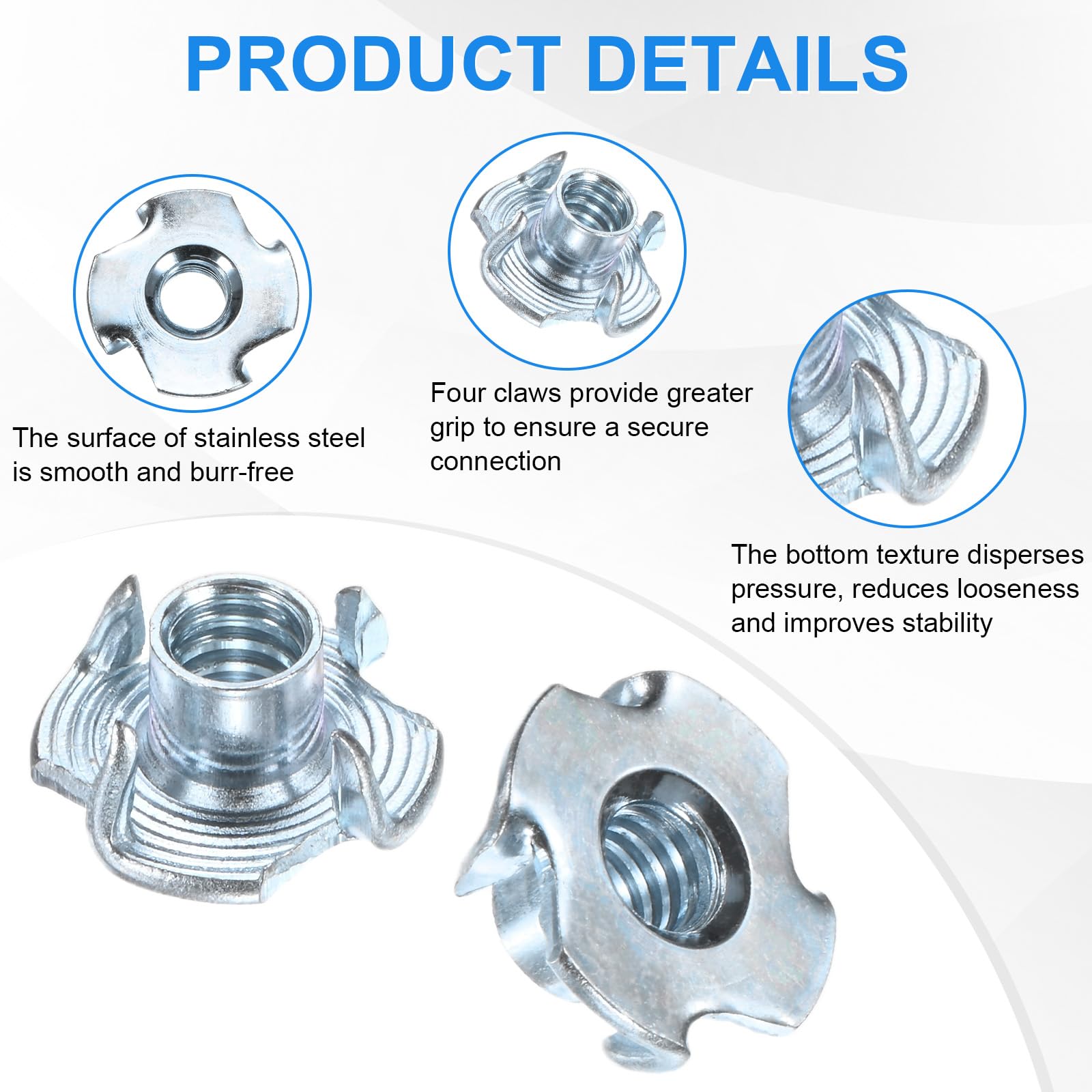M METERXITY 50-Pack 1/4-UNC T-nut - Image 2