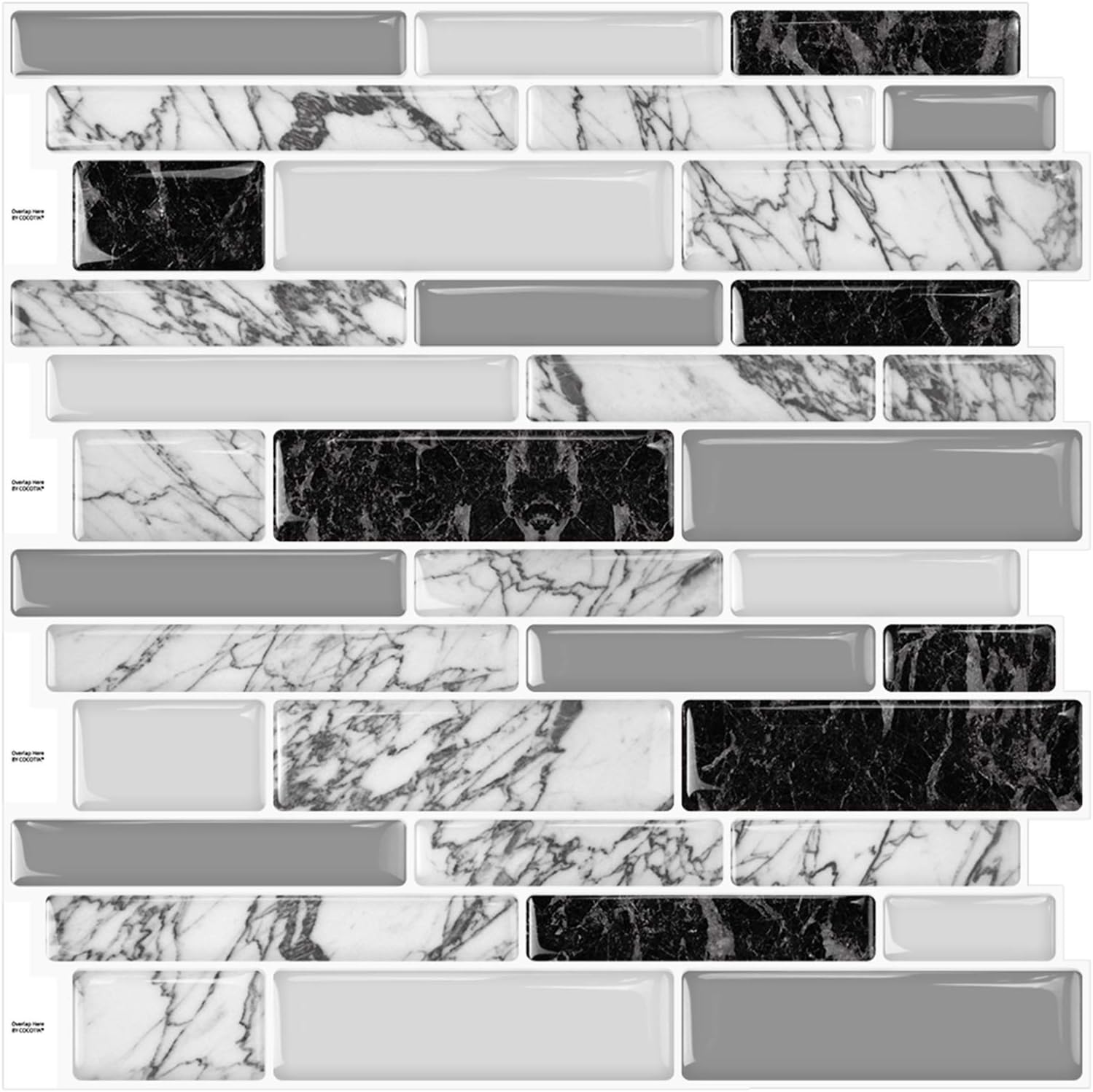 Cocotik 12"x12" Gray Subway Tiles Peel and Stick Backsplash, Stick on