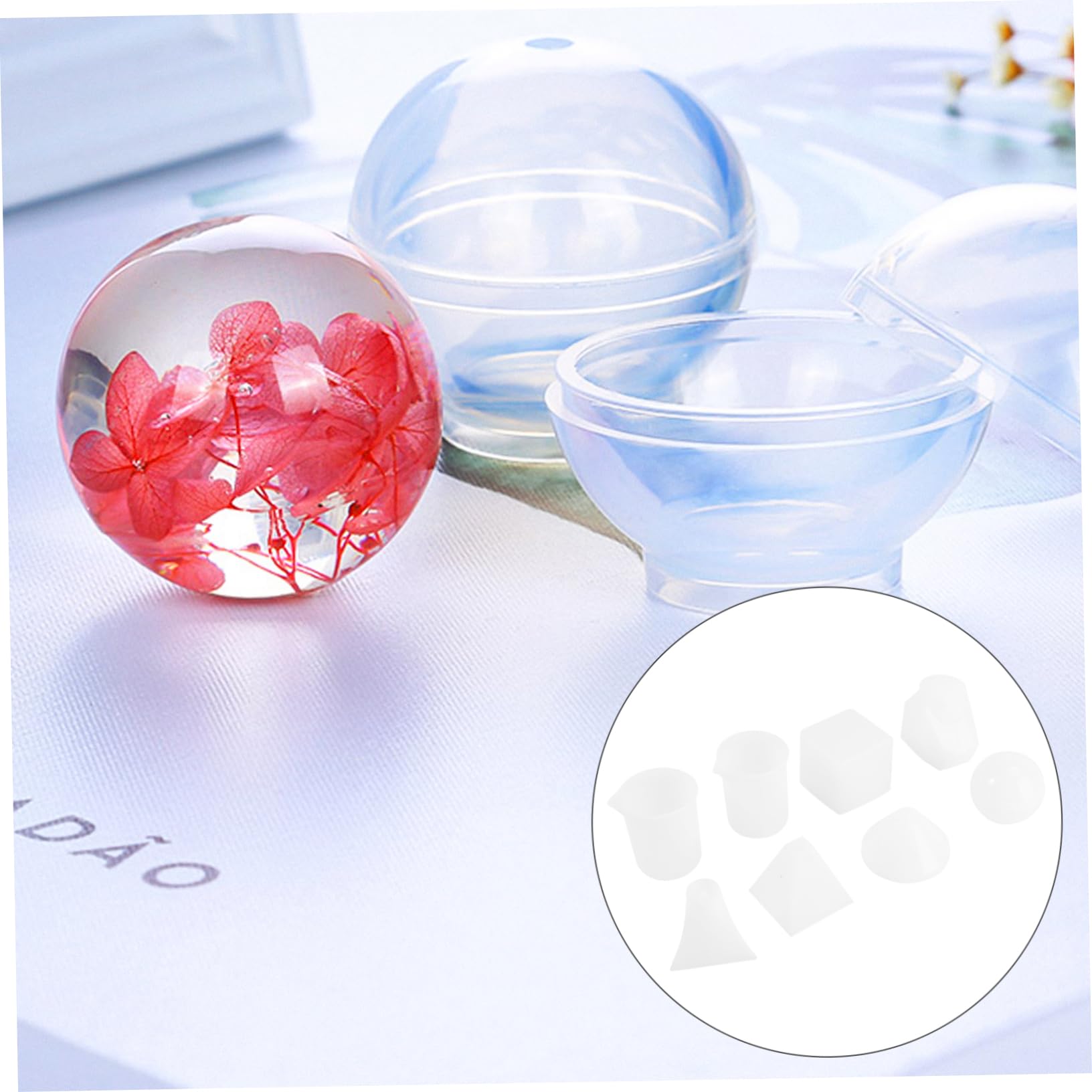 18stücke Teiliges Silikonform Schmuck Klare Epoxidharz-gießformen Verschiedenen Formen Kugel Würfel Messbechern Und Holzstäbchen Vielseitig Einsetzbar Für Kunstprojekte Und