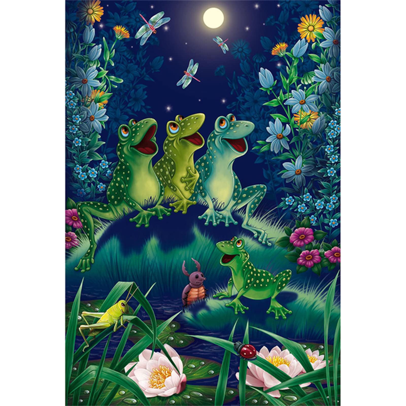 Kit Peinture Diamant 5D DIY Complet Toilette Grenouille Abstraite - Round Drill 25x45cm, Strass Brillants Décoration Murale Chambre Salle De Bain