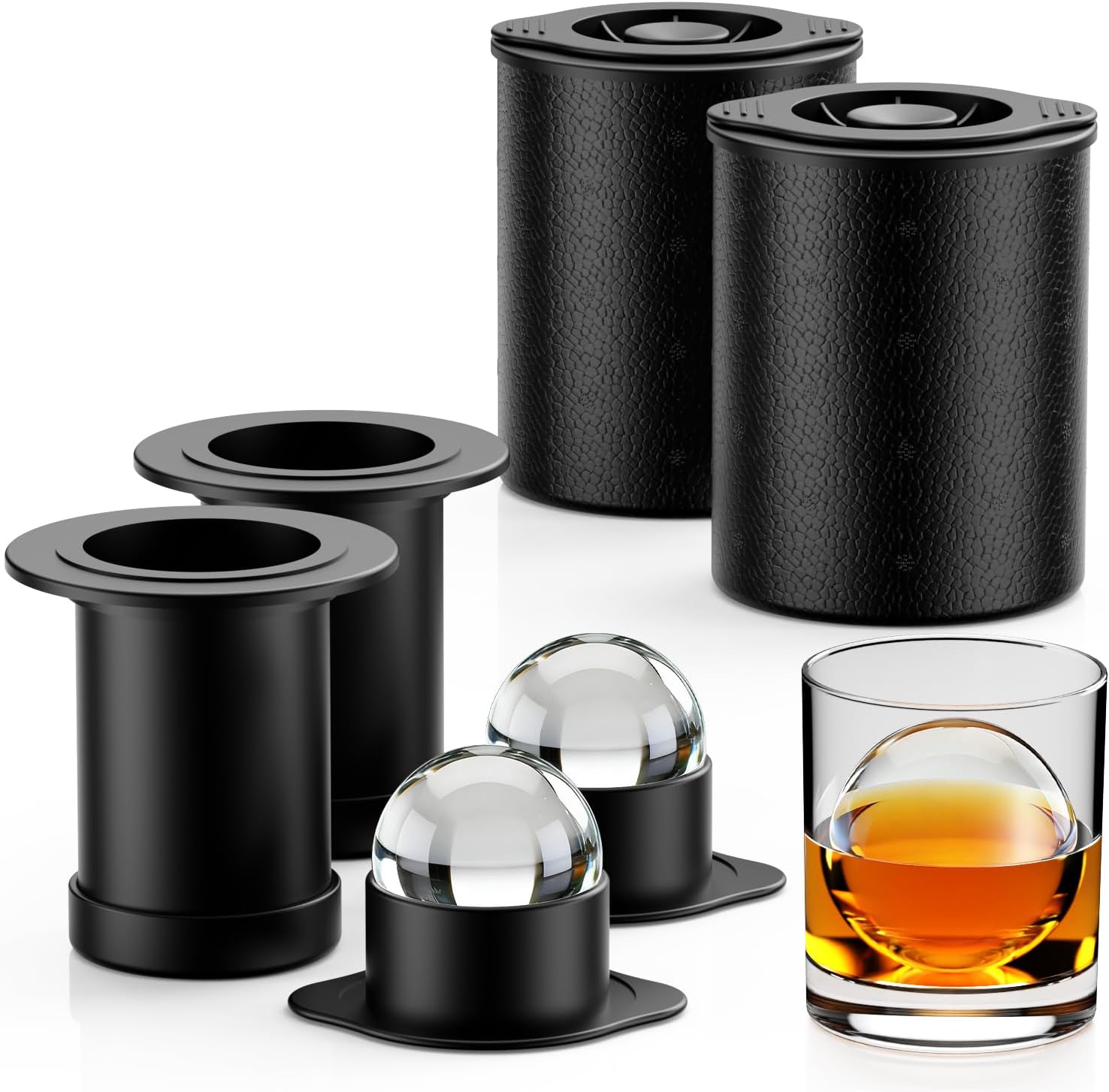 Clear Ice Ball Maker for Whiskey: 2.5" Crystal Clear Ice Maker - Large Silicone Ice Sphere Maker for Bourbon & Cocktails - Easy Release Ice Cube Maker for Home Bar(2PACK)
