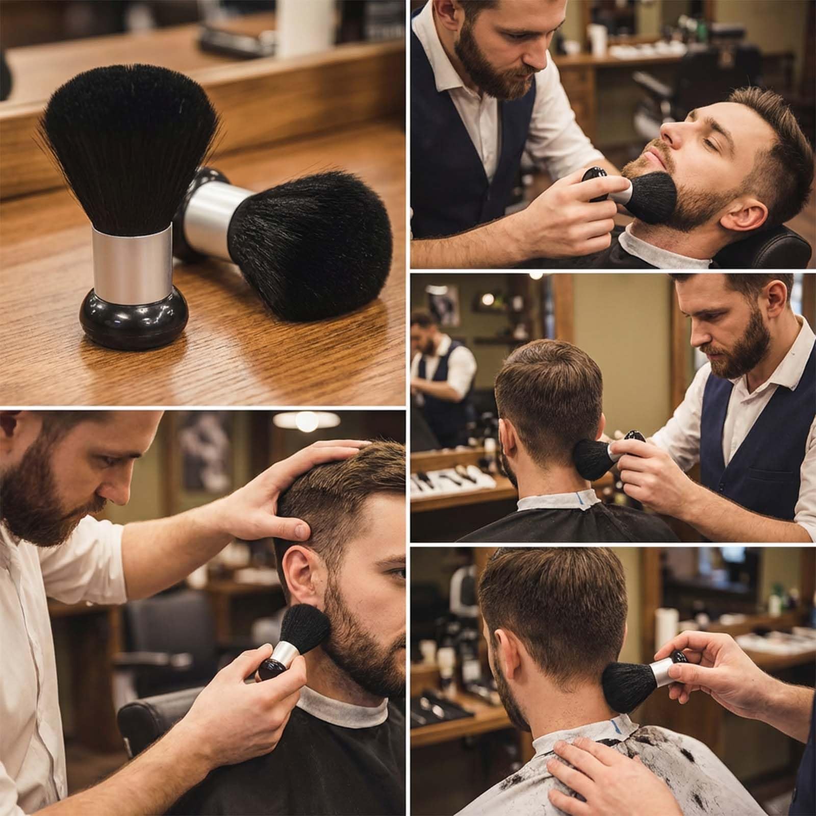 2 Pezzi Spazzola Collo Parrucchiere, Spazzola Capelli Professionale Pennello Collo Barbiere, Spazzola Morbida Alta Densità Per Taglio Capelli Rasatura Pulizia Salone Nero