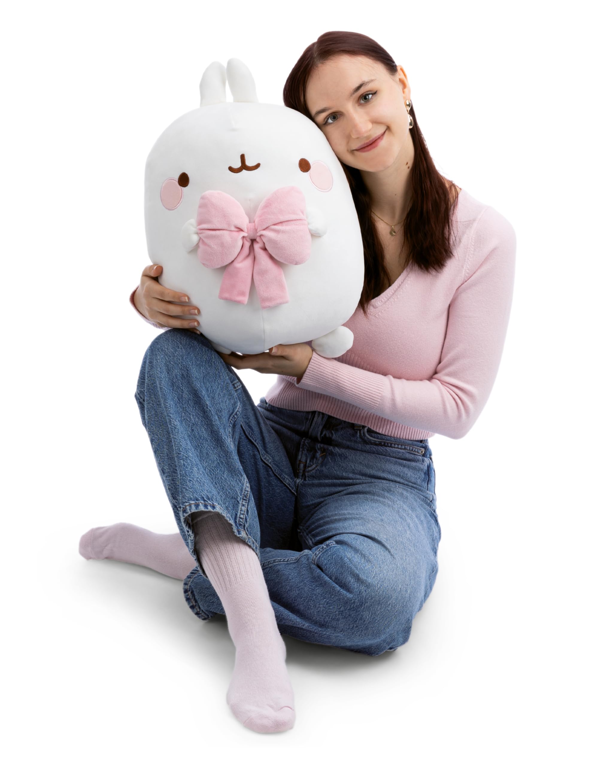 NICI Kuscheltier MOLANG mit Schleife 48cm - weiß - 62786 | Stofftier aus weichem Plüsch, niedliches Plüschtier zum Kuscheln und Spielen, für Kinder & Erwachsene, tolle Geschenkidee