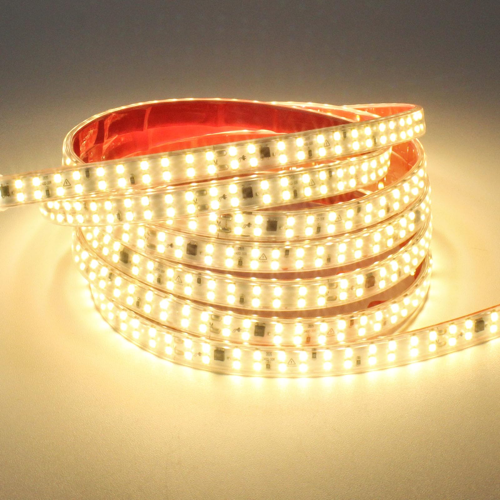 pcningled 2835 1M 2M 3M 5M 10M Warm White 230V Adhesives LED Strip Light, 2 Metre Super Bright Soft Outside Waterproof LED Strips Lighting 3000K Warm White(Warm White, 2M)