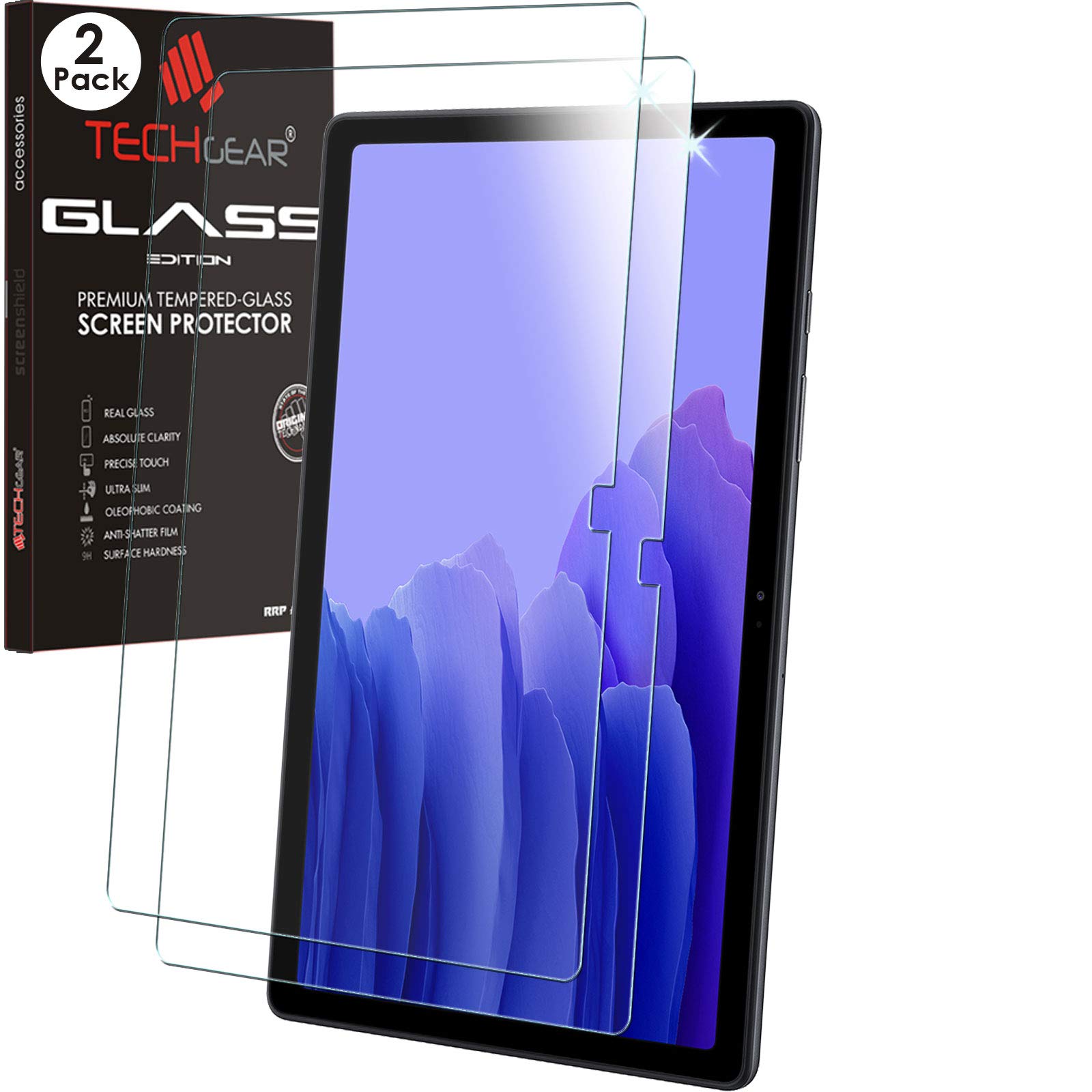 TECHGEAR [2 Pack] Galaxy Tab A7 10.4" GLASS Edition (-T500 / -T505), Tempered Glass Screen Protector [9H Toughness] [HD Clarity] [Scratch-Resistant] [No-Bubble] For Samsung Galaxy Tab A7 10.4"