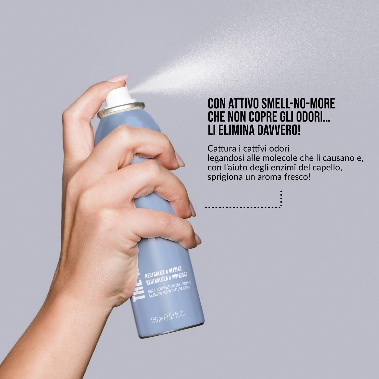 MULAC The Refresher - Shampoo Secco Cattura Odori 150 ml, Formula Smell-No-More, Dona Volume, Rinfresca e Neutralizza gli Odori, Capelli Puliti Senza Aloni