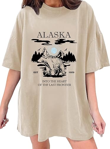 Miniatura 4 de CSDAJIO - Camiseta de manga media con cuello redondo, holgada, con estampado vintage, estilo túnica, casual de verano para mujer