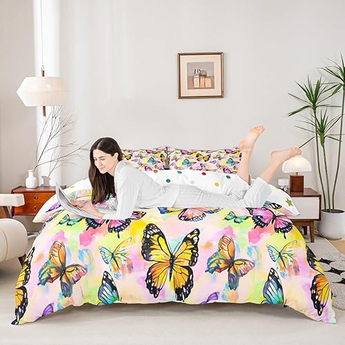 Miniatura 12 de Castle Fairy Juego de funda de edredón con estampado floral de margaritas, tamaño individual, juego de ropa de cama de flores hippie para decoración