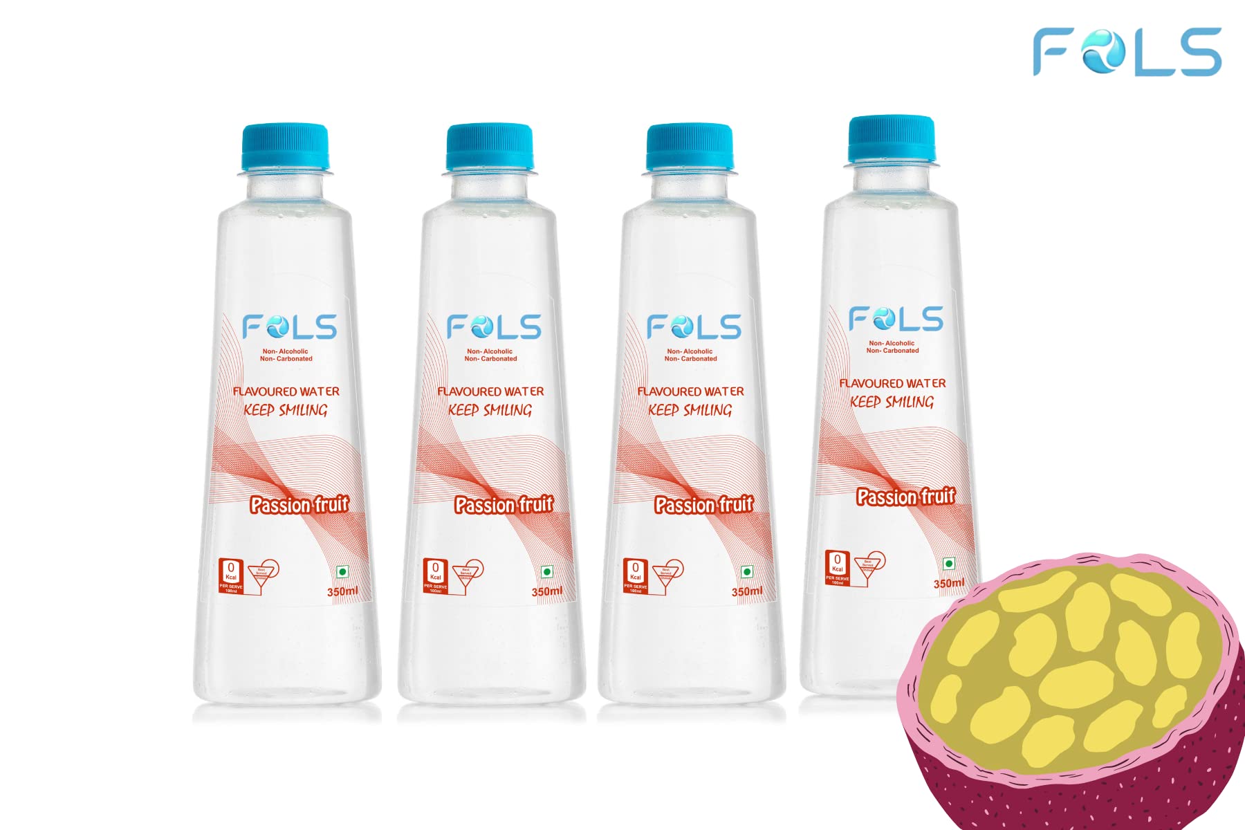 FOLS ENERGY WATER | PASSION FRUIT COCKTAIL MIX FOR WHISKEY-VODKA | MAKE 16 DRINKS | PACK OF 4 * 350 ML