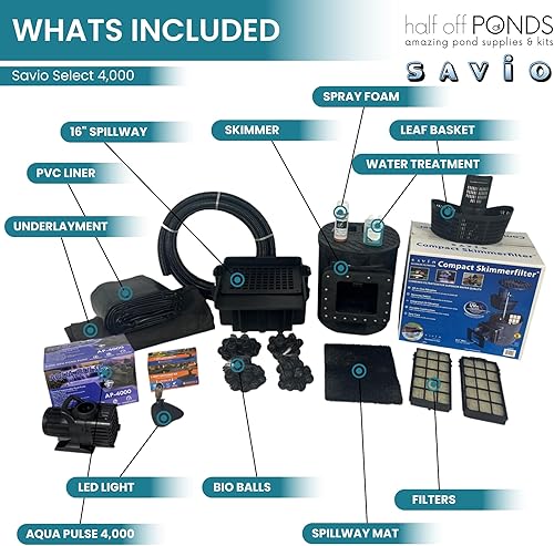 Miniatura 2 de HALF OFF PONDS Savio Select - Kit de estanque de bomba sumergible de 4,000 GPH con revestimiento de plástico de PVC de 20 x 25 pies para jardín