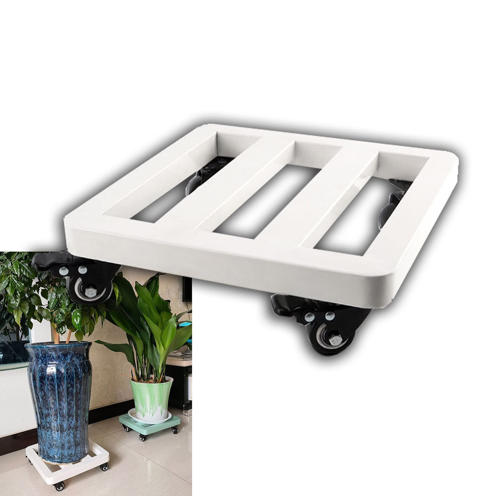 DFGHNBVC Plant Dolly With Caster Wheels, 330Lbs Capaci Metal Plant Caddy, Rolling Flower Pot Stand For Indoor Outdoor Use, Garden Trolley, 300X300X90Mm,White-300X300X90Mm
