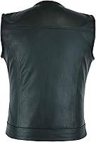 Vista 4 de Leatherick Mens Black Motorcycle Vests - Top Grain Cow Leather SOA Club & Traditional Paisley Satin Liner Leather Biker Vests