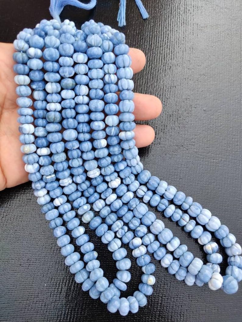 Perles opale bleue naturelle 10mm longues facettées pour fabrication bijoux collier bracelet