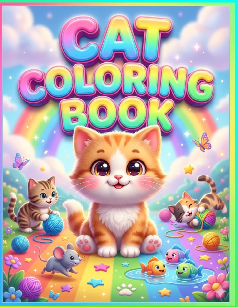 Cat Coloring Book: Cute and Fun Kawaii Cat Illustrations for Kids (Happy Kids Coloring World)