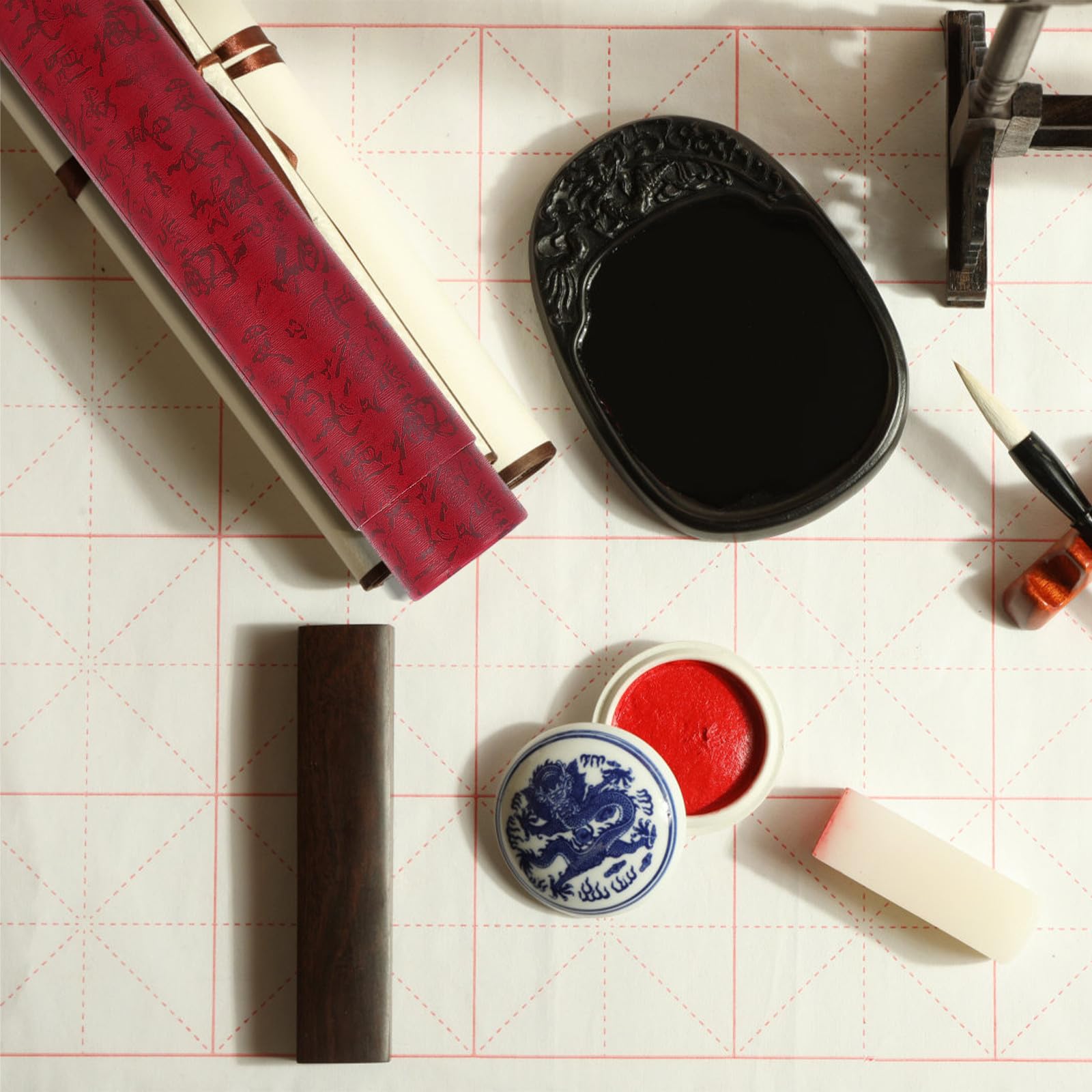 POPETPOP Tube Résistant la Lumière la Pluie de Rangement Extensible en Papier Rouge pour Œuvres d'art et Affiches pour Transport et Expédition Sécurisés
