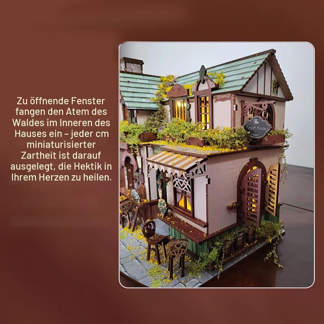 3D Holzpuzzle Waldflüstern-Hütte Für Erwachsene, Holz Taverne Miniaturhaus-Bausatz Kreatives Ohne Kleber, Kreativ Desktop Geschenk Für Montage Enthusiasten (220 Teile)