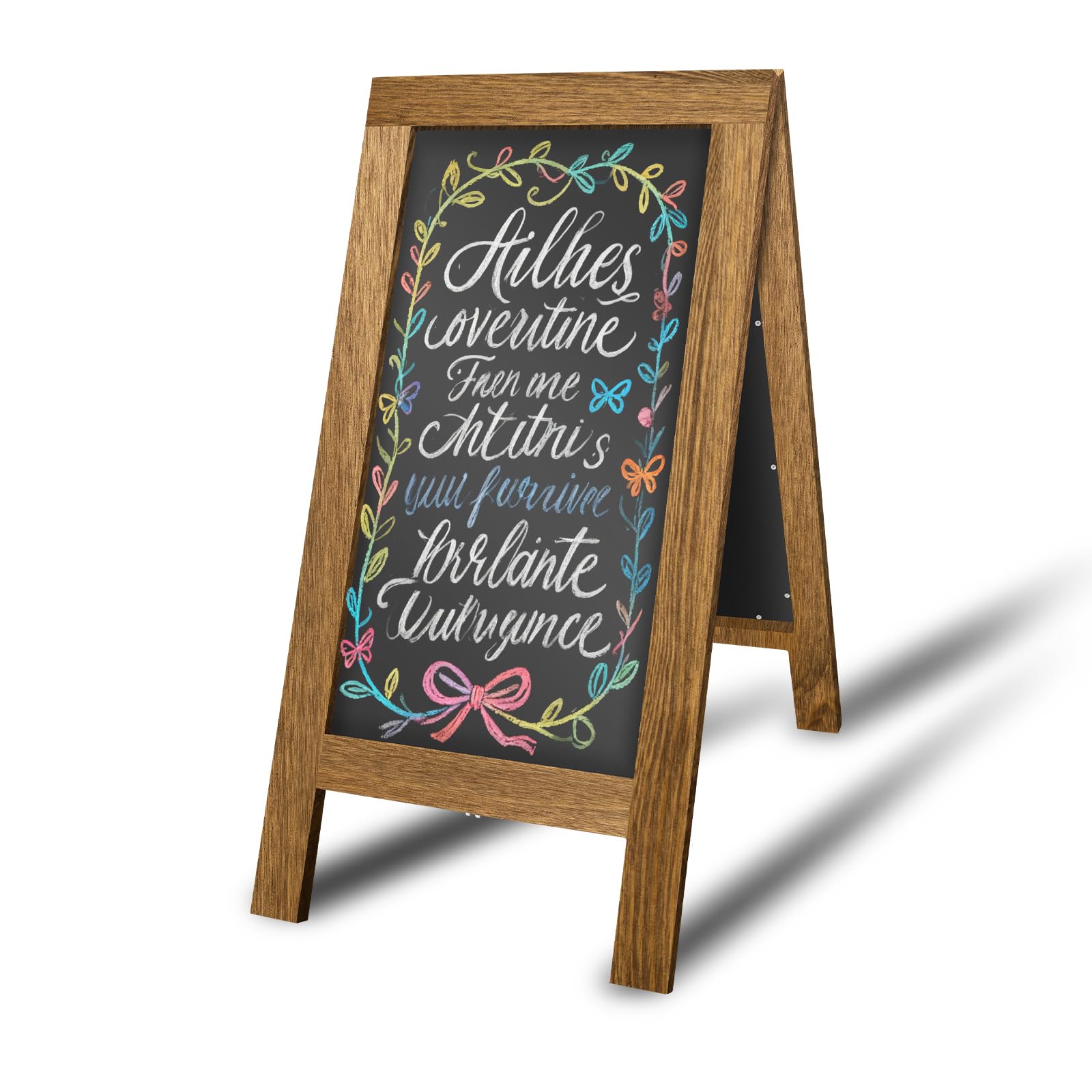 A-Board Chalkboard Pavement Sign – Double-Sided A-Frame Display Easel for Outdoor Sidewalk Advertising, Ideal for Bars, Retail, Weddings, and Business Use
