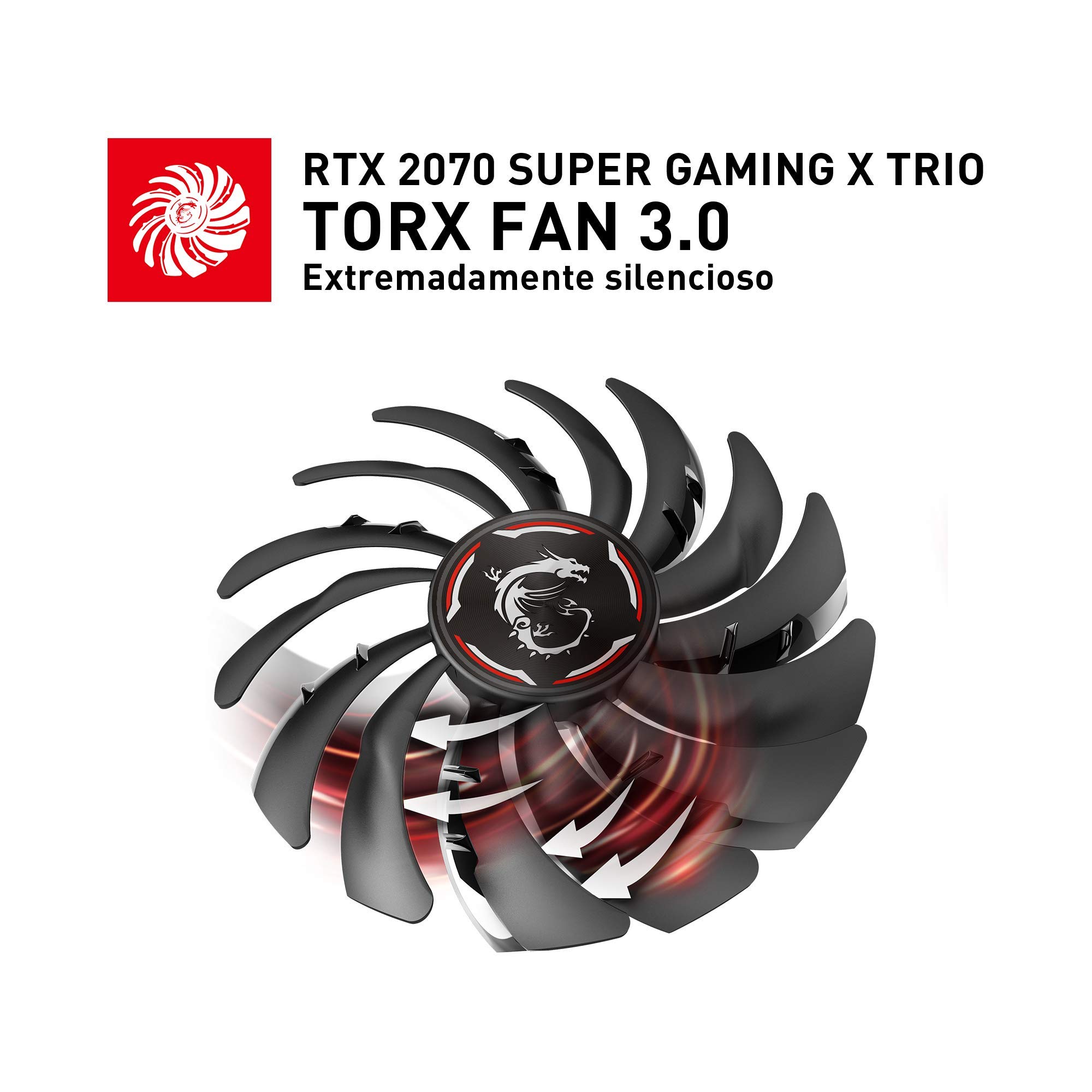 MSI GeForce RTX 2070 Super Gaming X Trio - Tarjeta gráfica (8 GB, GDDR6, 256 bit, 7680 x 4320 pixeles, PCI Express x16 3.0)