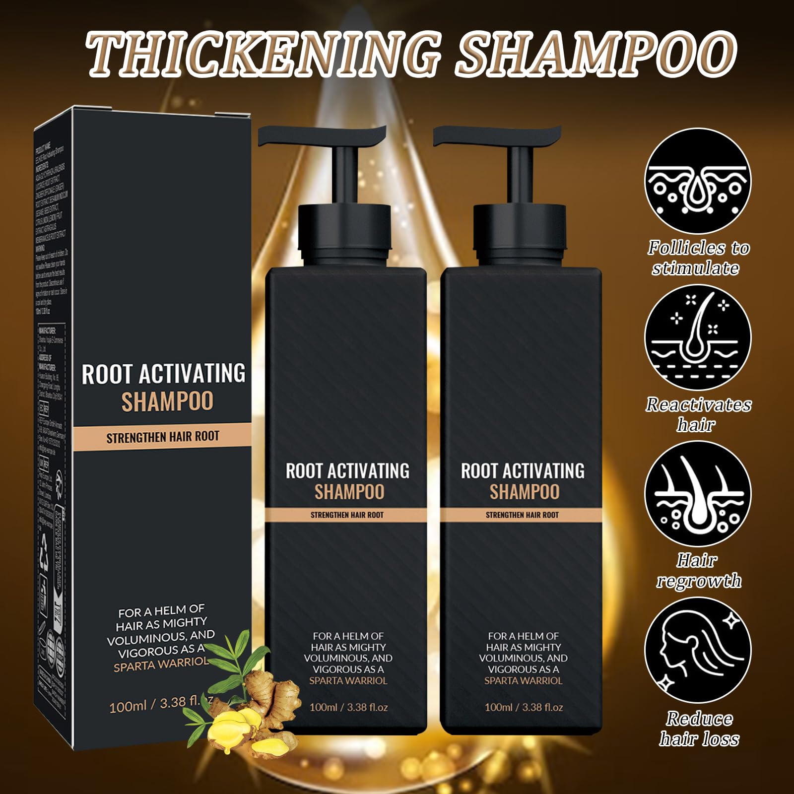 Spart Root Activator Shampoo 2 Piezas Champú Activador de Raíces Ingredientes Botánicos Suaves
