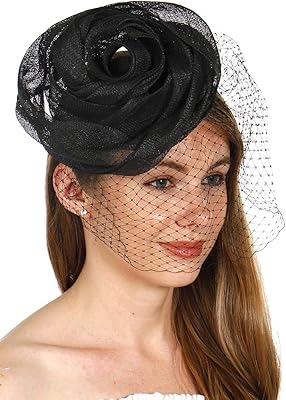SERENITA Sinamay Fascinators for Women Tea Party Church Hats for Wedding Bridal Cocktail Dress Hat Feather Veil Headband