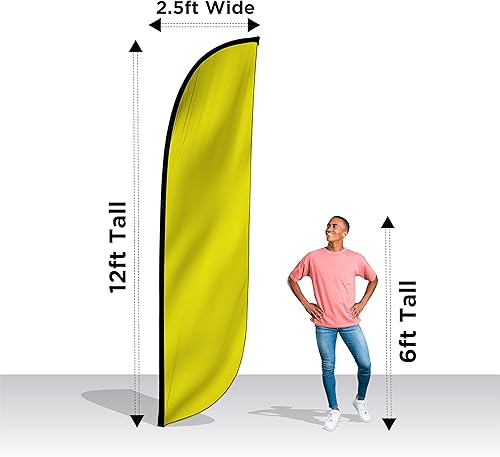 Miniatura 9 de LookOurWay Bandera de plumas de 12 pies con temática de color liso (hardware no incluido).