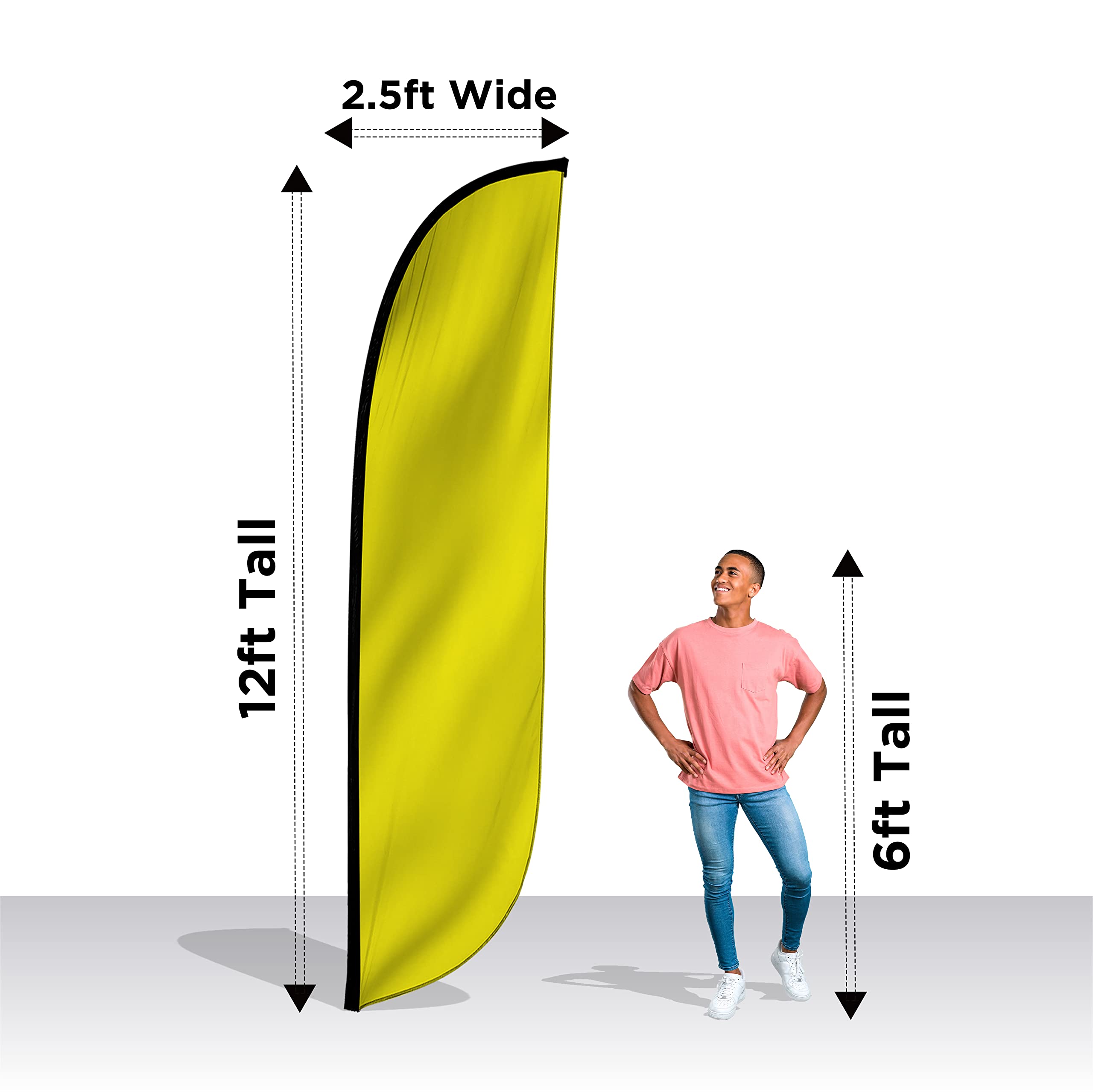 LookOurWay Feather Flag, Yellow, 12-Feet - Image 3