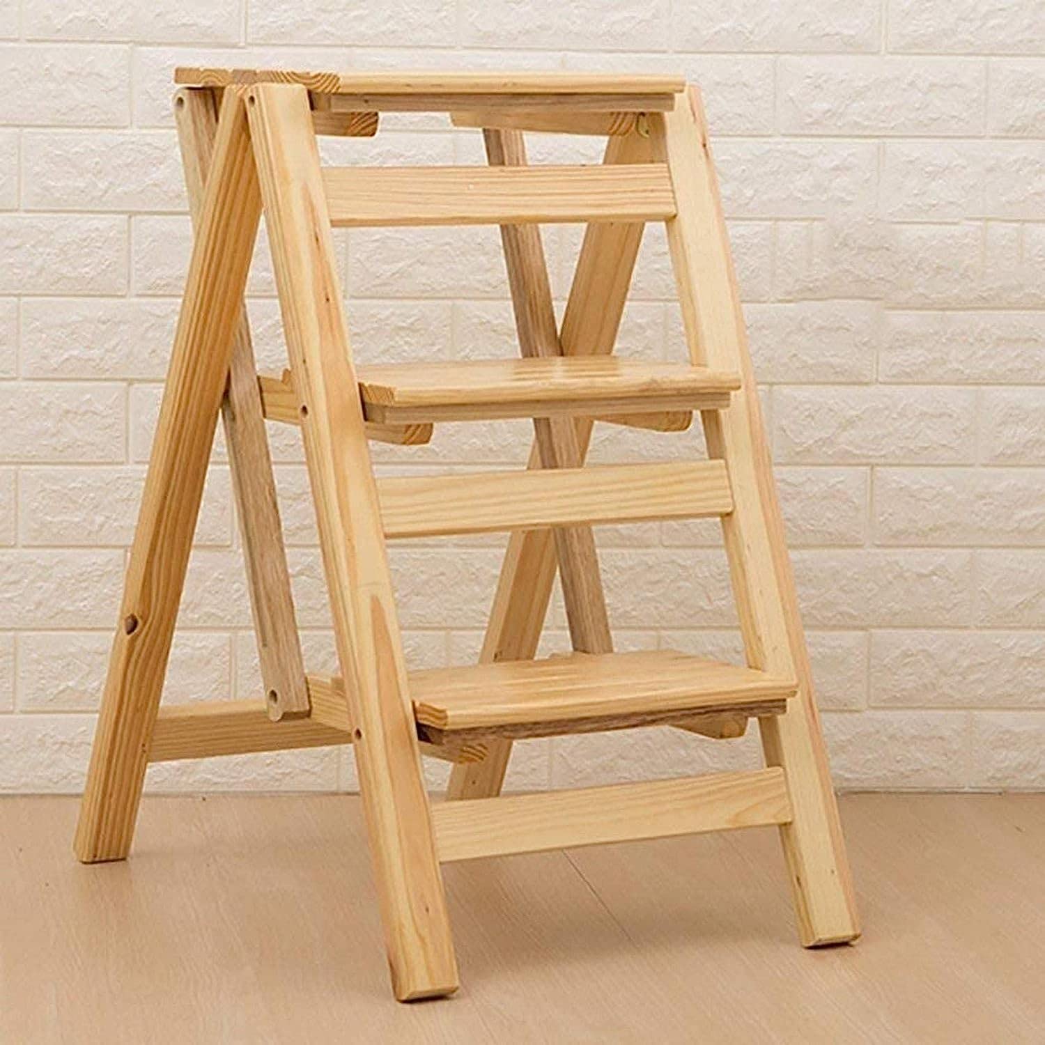 BGKASYHI Step stool Wooden Ladder Stool Folding Ladder Shelf 3 Steps-Flower Stand Household Multifunction Ascend Ladder Multifunction (Color : 3#)