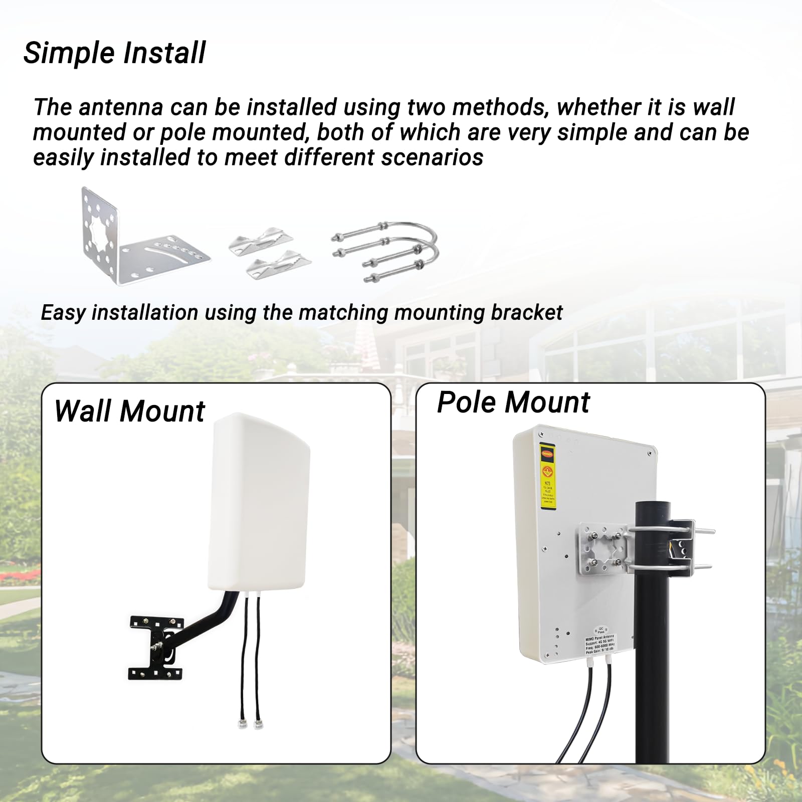 Antenne de routeur MIMO 4G LTE 2 x 2 5G pour Tmobile Verizon AT&T, antenne cellulaire extérieure SMA TS9 5G pour hotspots cellulaires/routeur, 600-6000 MHz 10dBi 10 m câble/poteau (kit)