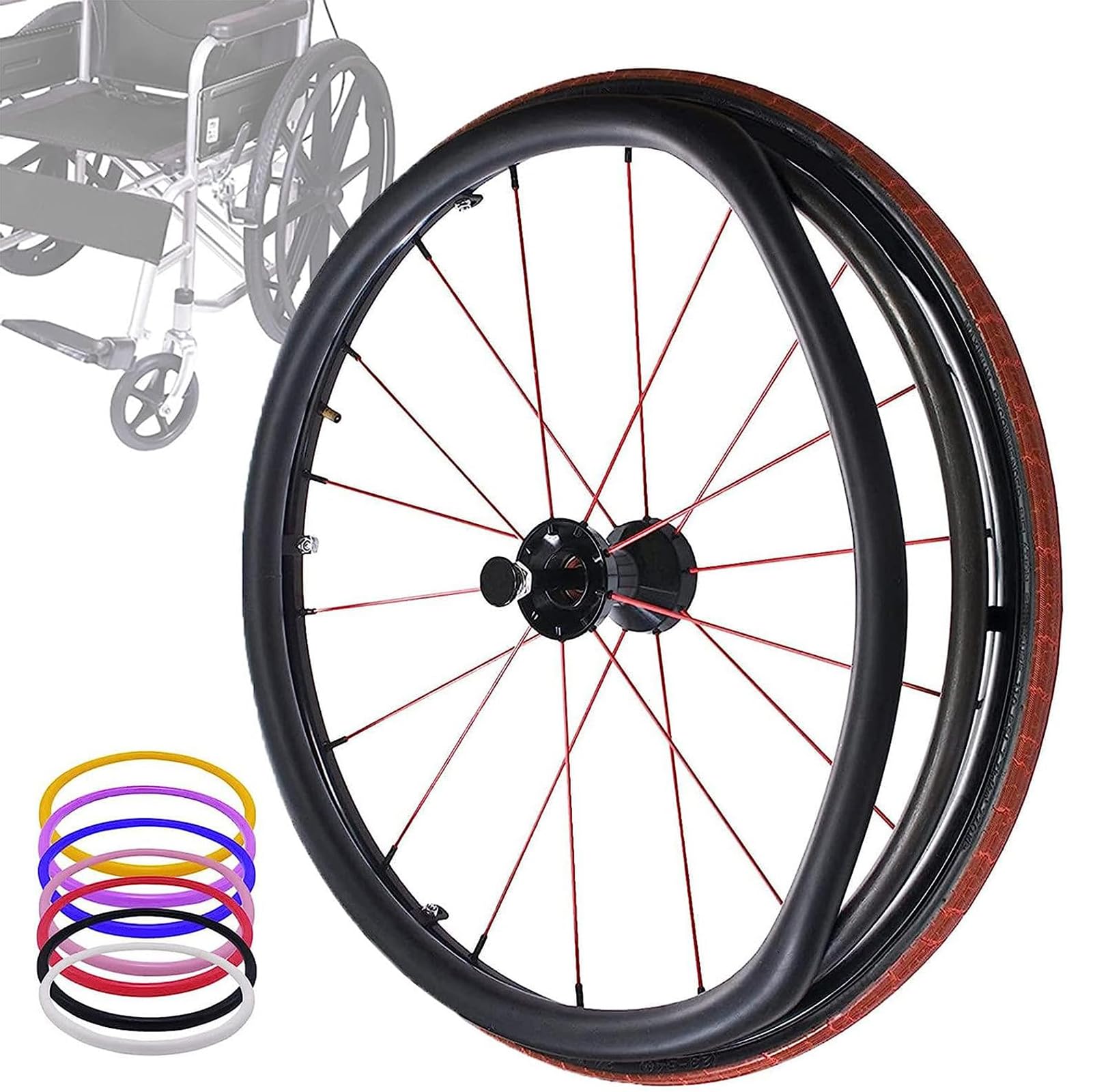 Fundas para Aros De Sillas De Ruedas, 22 Pulgadas / 24 Pulgadas Fundas para Aros De Sillas De Ruedas Antideslizantes Y Resistentes Al Desgaste, Accesorios para Sillas De Ruedas,001,22in