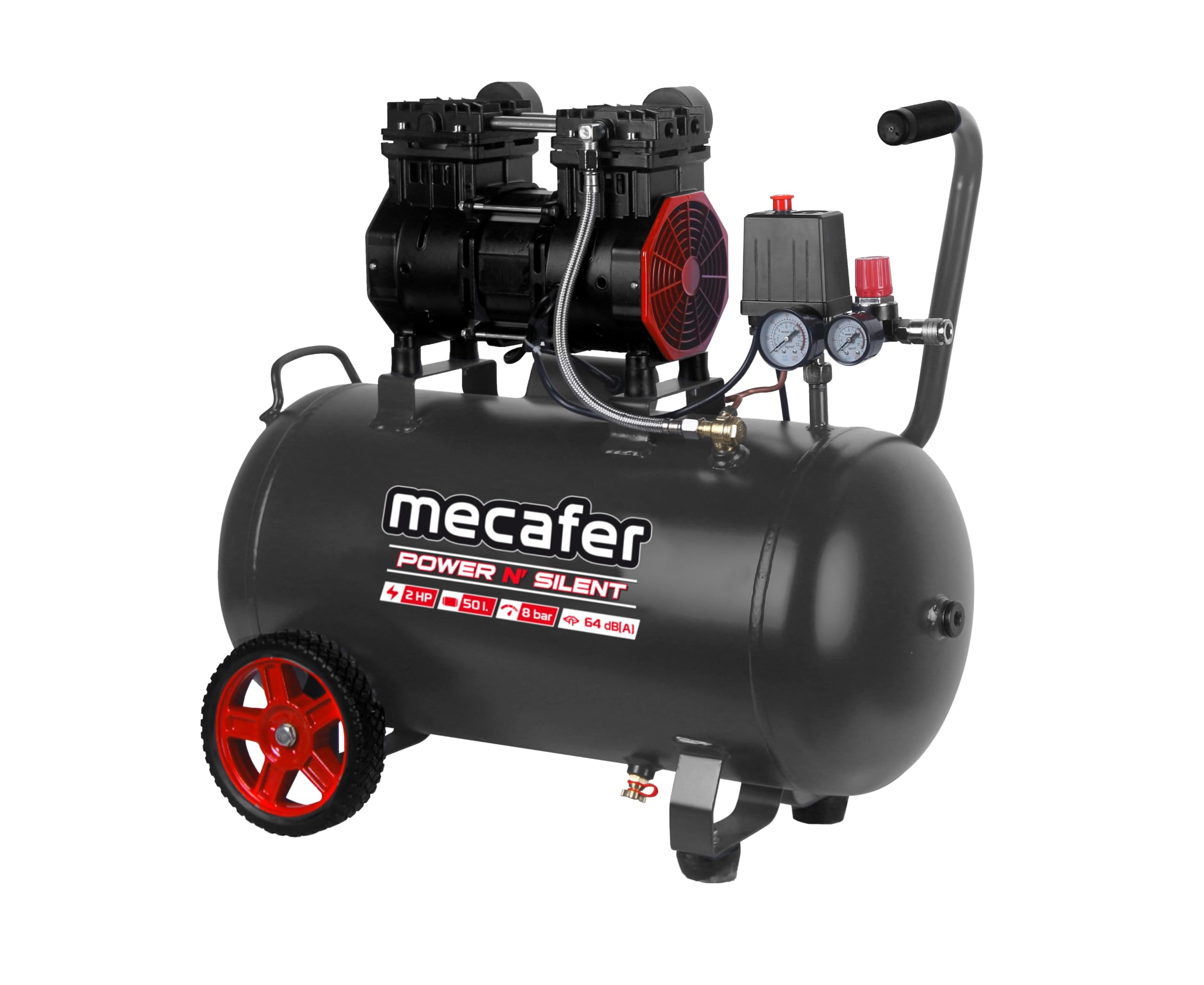 Mecafer 425563 Compresseur Power N Silent 8 bar - 50L - 2HP