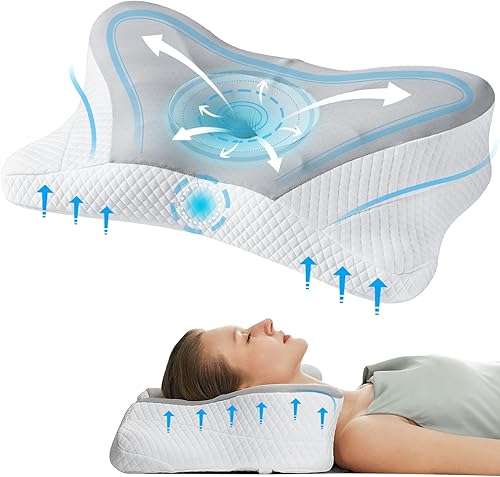 NEWBULIG Almohada cervical para dormir  Almohada ergonómica para aliviar el dolor de cuello con espuma viscoelástica refrescante, soporte ortopédico