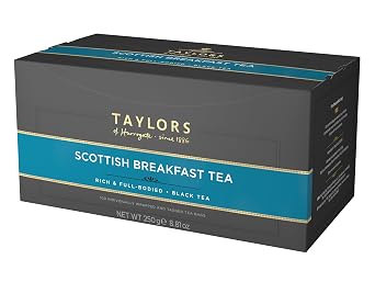 Taylors of Harrogate Scottish Breakfast Black Tea Individually Wrapped Bags, 100 Count Pack of 1, Strong, malty , Caffeinated, Enjoy Hot or Iced, 100 Teabags