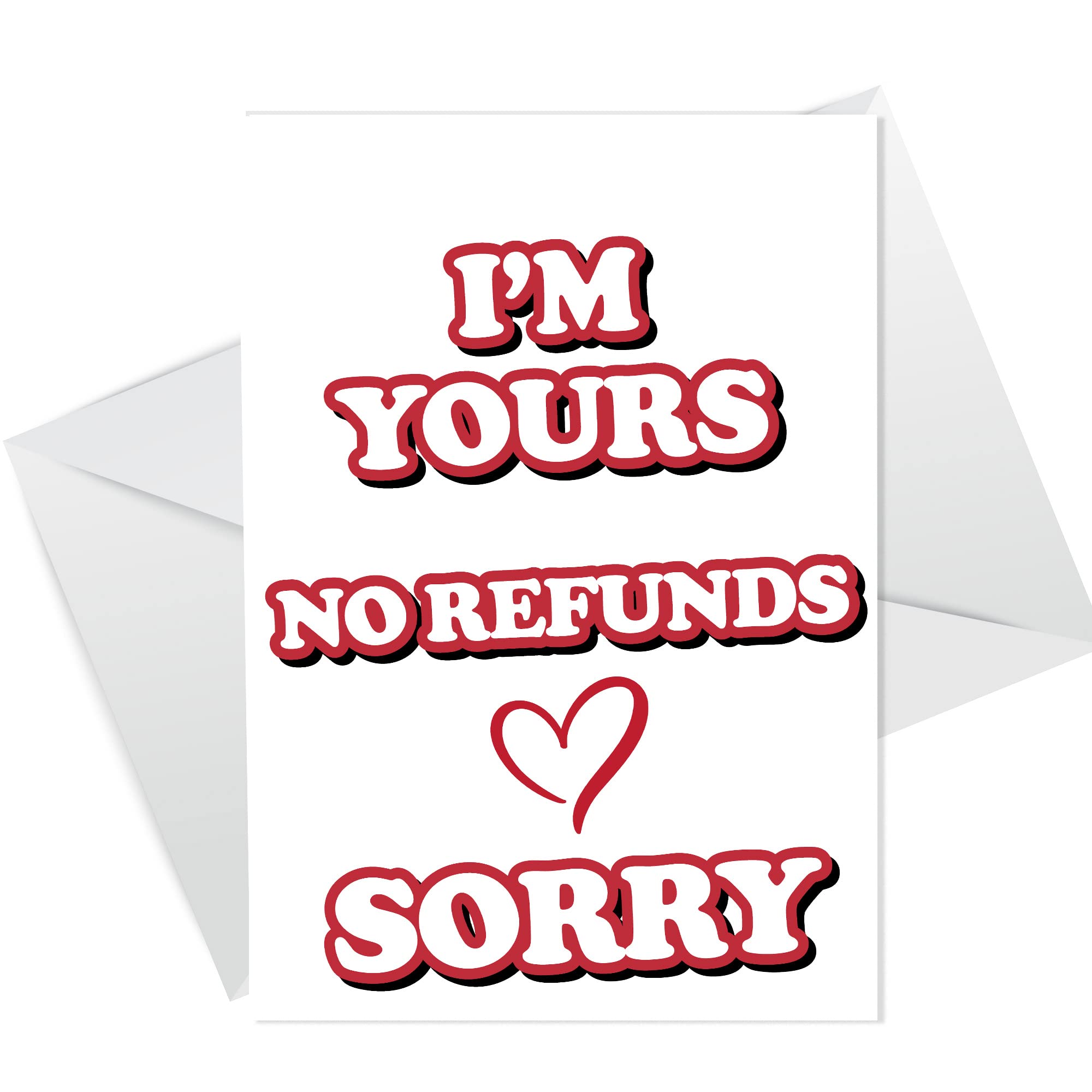 RED OCEAN Valentines Day Card NO REFUNDS Valentines Card Gifts from Women Husband and Wife Card, Card For Him Her Funny Card for boyfriend and girlfriend