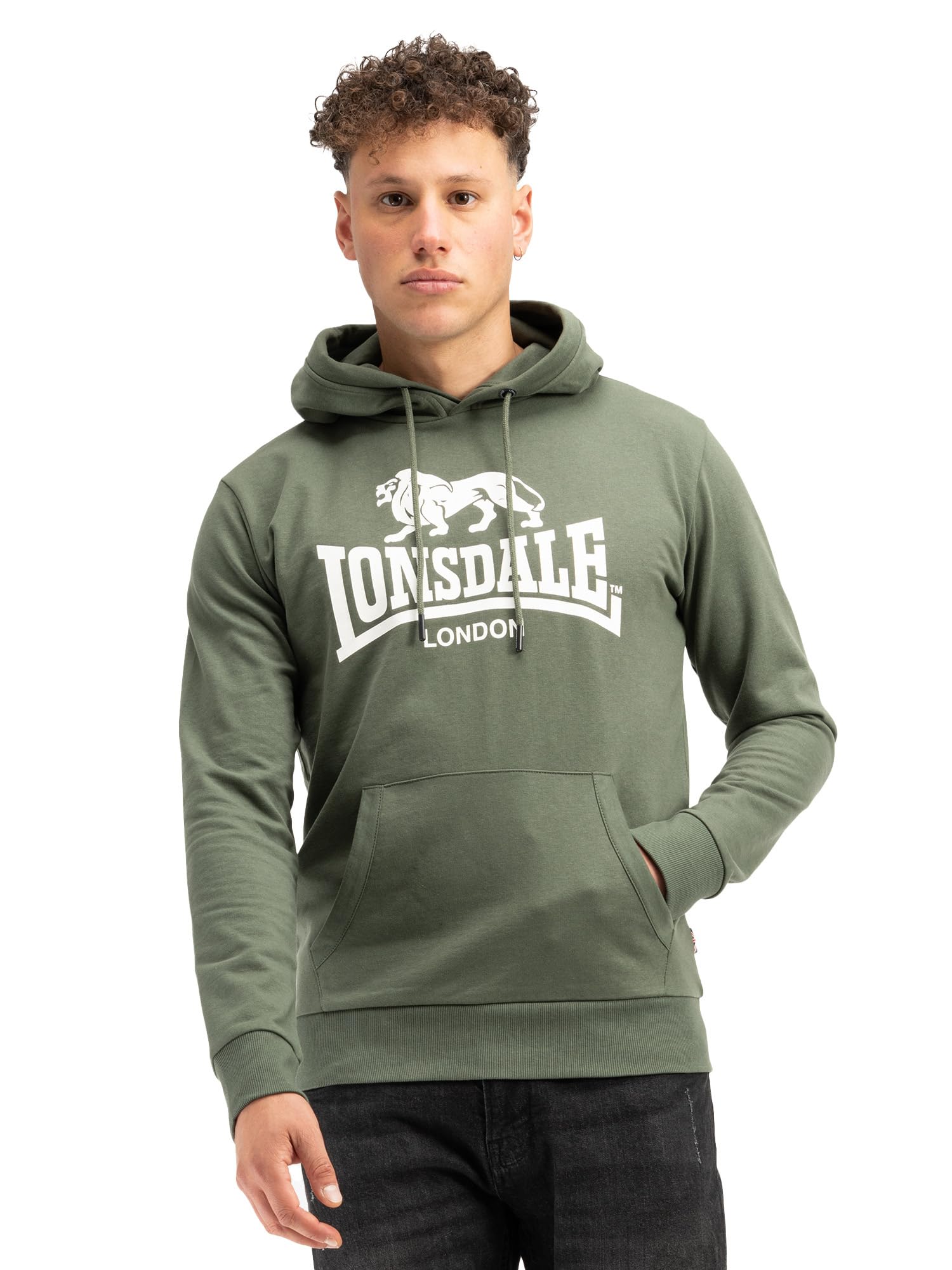 Lonsdale London FREMINGTON Hombre Sudadera con Capucha Gris Regular