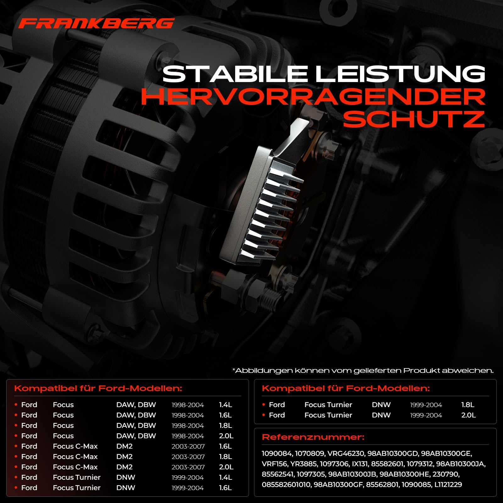 Frankberg Regulador de alternador regulador de generador 3 polos | Compatible con: Torneo Focus II DA DS FFS, Focus II Saloon DB DH FCH, Focus II DA DP HCP, Enfoque DAW DBW