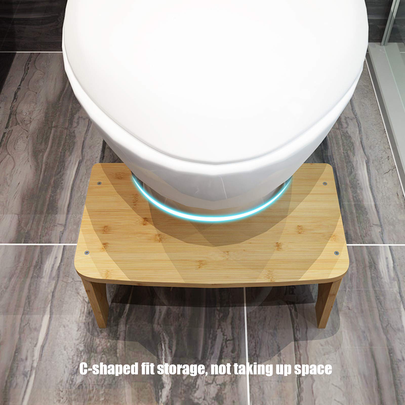 AIZYR Sgabello da Toilette Accovacciato in bambù Antiscivolo, Sgabello con Gradino Vasino per WC in bambù Vasino per Bambini, Adulti E Anziani,A