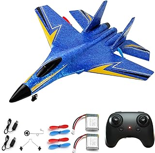 crohorizon RC Planes for Kids, 2 Channels Remote Control Wireless Airplane Toy with 2 Batteries,2.4 GHZ Hobby RC Glider for Boys Beginnersï¼ˆBlueï¼‰