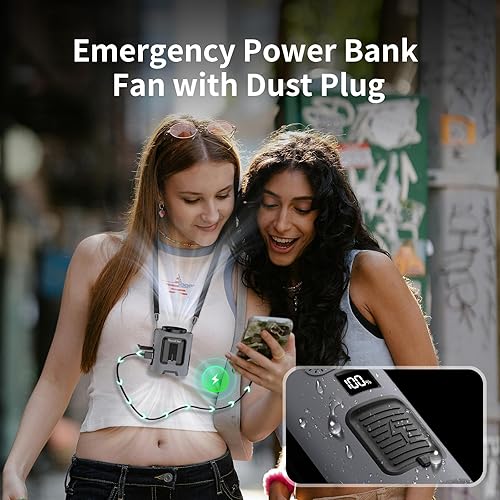 Miniatura 5 de Socool - Ventilador de cintura portátil de 5000 mAh, recargable, mini ventilador personal con 13000 RPM y 4 velocidades ajustables, enfriamiento de