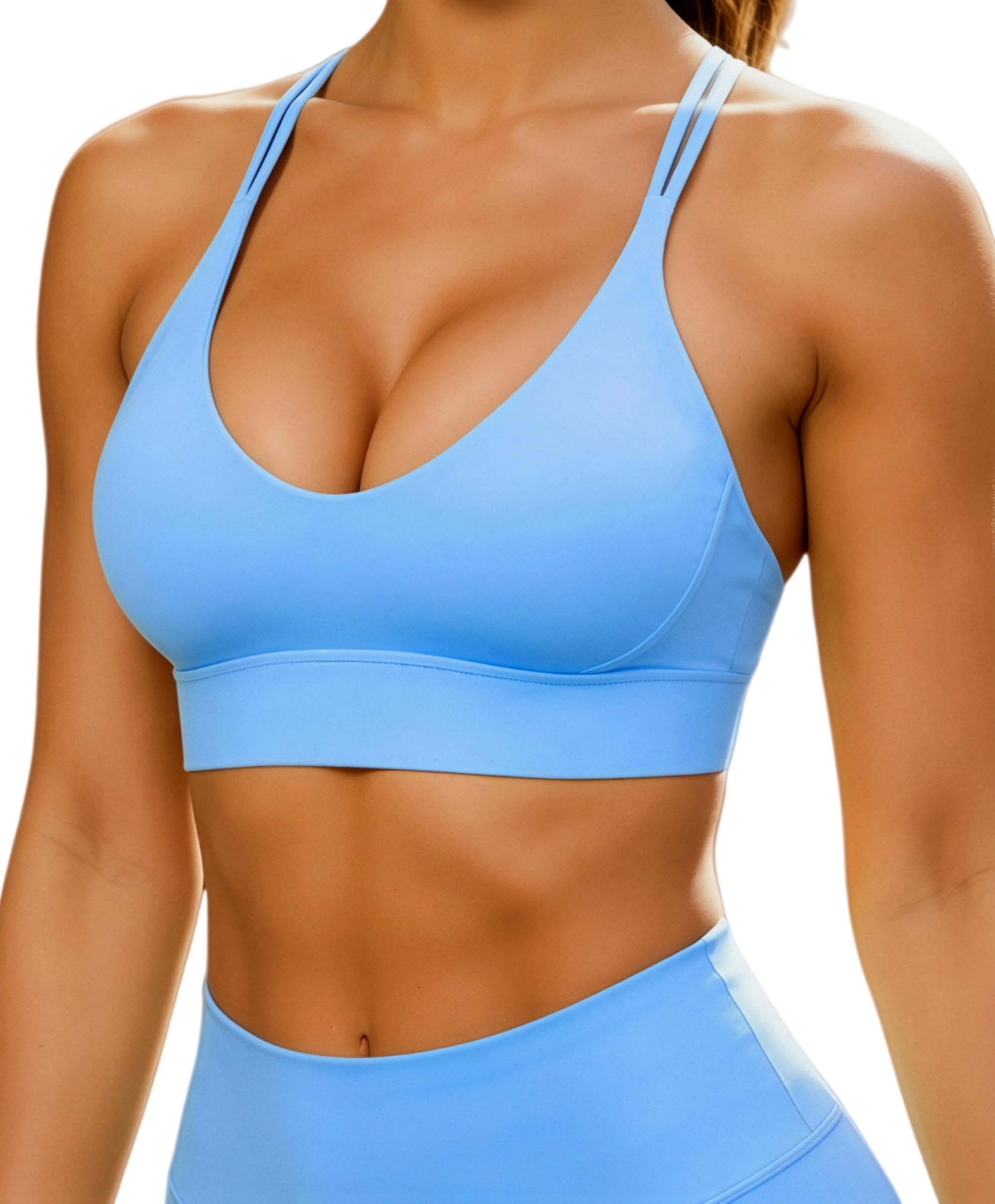 Grace Form Sports Bra for Women Strappy Medium Support Push Up Padded Sports Bra for Running Workout Bra Yoga Bra