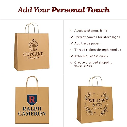 Miniatura 88 de PTP BAGS Bolsas Jr. Mart blancas de 13 x 7 x 13 pulgadas, bolsas de papel blanco con asas [paquete de 250] para regalo de papel kraft reciclable