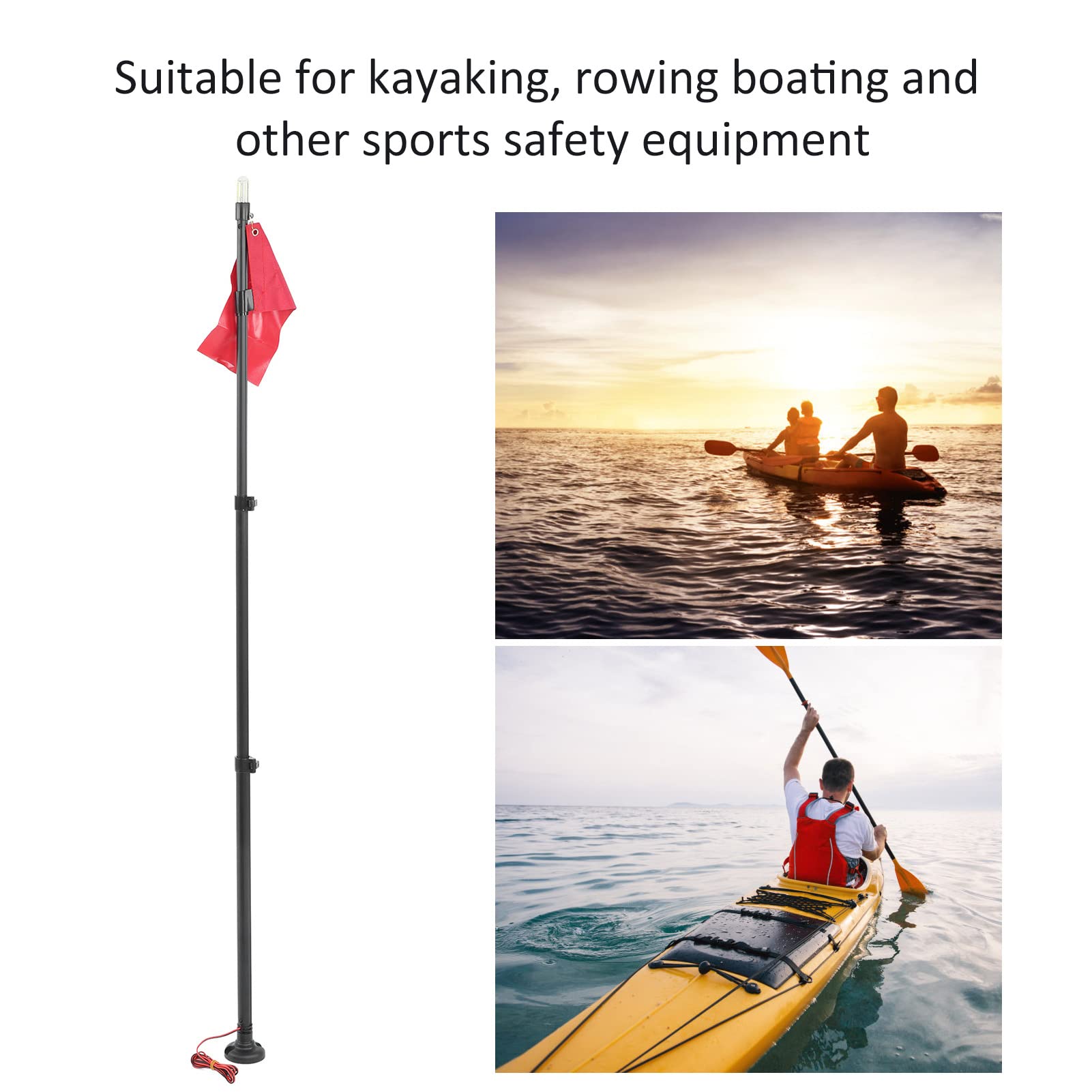Kit de Bandera de Seguridad para Kayak, Kit de luz de Visibilidad, Bandera de Seguridad para Kayak con Montaje en Pista, Compatible con Montaje en Pista, para Kit de Visibilidad
