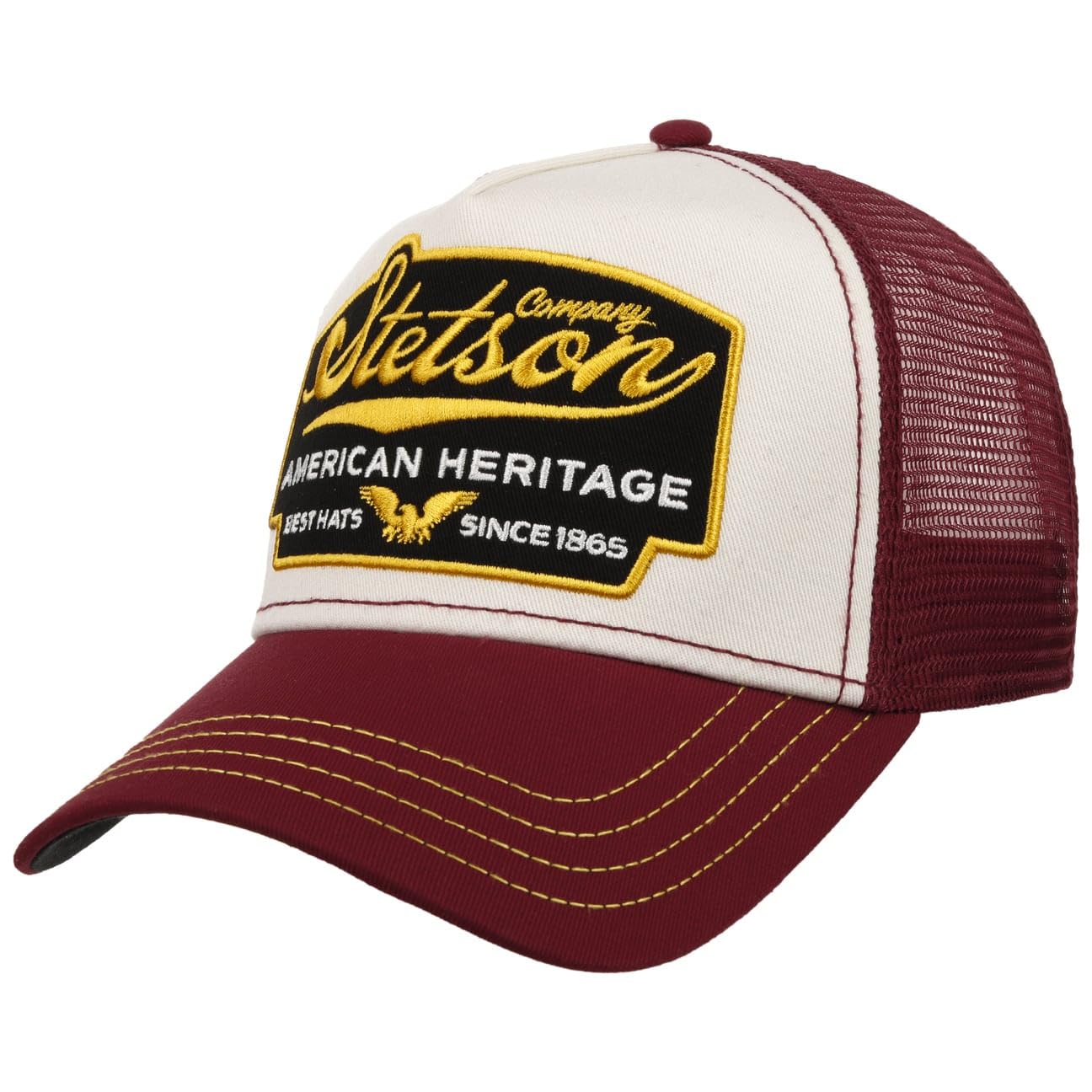 Stetson American Heritage Trucker Cap Men Breathable Mesh Snapback Summer Winter Bordeaux