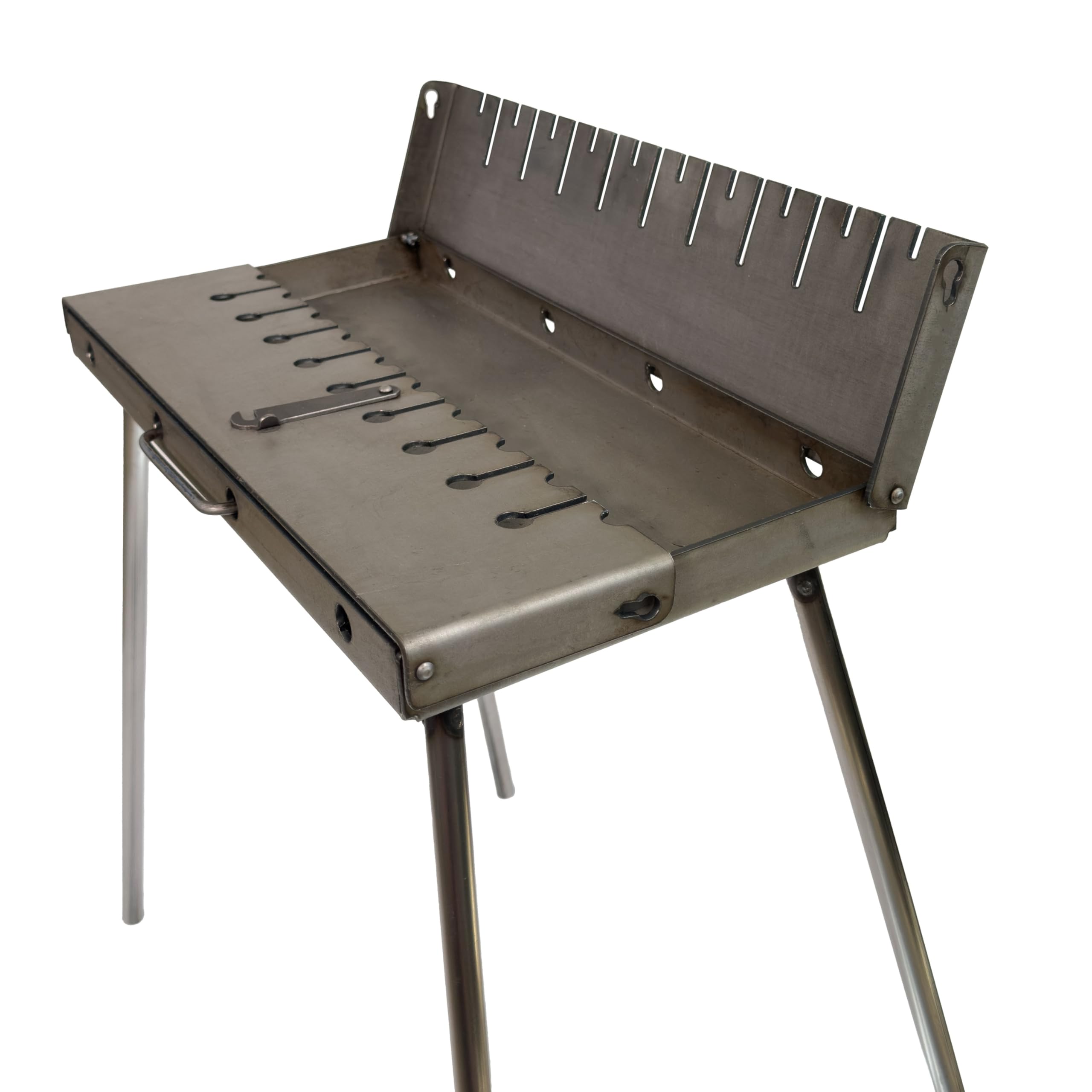 Mangal Grill Schaschlik Holzkohlegrill – Faltbarer BBQ Koffer-Grill aus 3 mm Stahl für 12 Spieße – Tragbarer Outdoor Kohlegrill für Camping, Garten, Picknick & Reisen